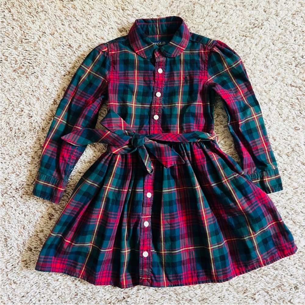 Polo by Ralph Lauren Red and Green Plaid Kids Dress